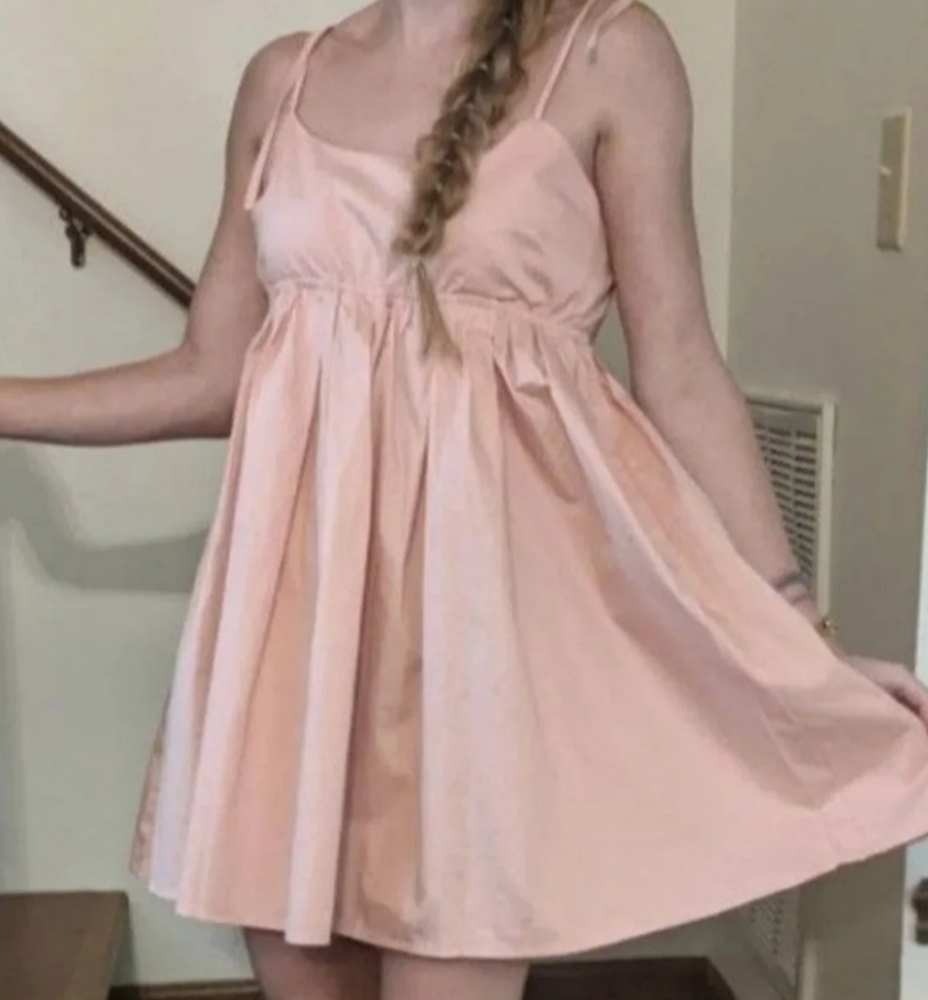 Fashion Nova Mila Baby doll Dress Vintage Line Peach Pink